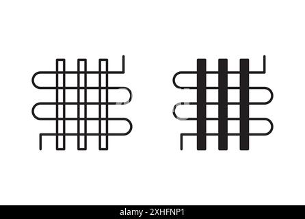 Underfloor heating icon Black line art vector in black and white outline set collection sign Stock Vector