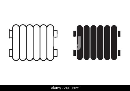 Radiator icon Vector symbol or sign set collection in black and white outline Stock Vector