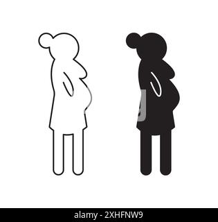 Obstetrician and Gynecologist icon Black line art vector in black and white outline set collection sign Stock Vector