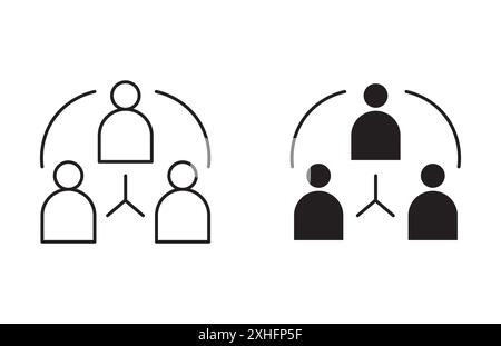 Third party icon Black line art vector in black and white outline set collection sign Stock Vector