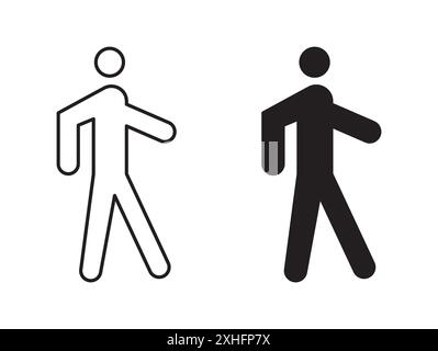 Walker icon Black line art vector in black and white outline set collection sign Stock Vector
