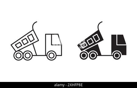 Tipper icon Vector symbol or sign set collection in black and white outline Stock Vector