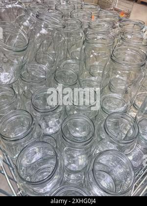 Many empty glass jars . High quality photo Stock Photo