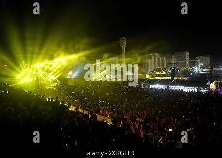 Split, Croatia, 130724. DJ Martin Garrix at the second night of the 10th Ultra Europe electronic music festival. Photo: Nikola Vilic / CROPIX Split Croatia Copyright: xxNikolaxVilicx/xCROPIXx ultra  europe garrix2-140724 Stock Photo