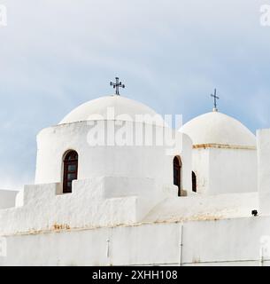 Church in Skala, Patmos Island, Dodecanese, Greece, Europe Stock Photo