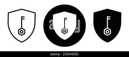 Activation code icon Black line art vector in black and white outline set collection sign Stock Vector