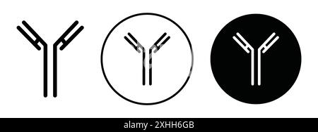 Antibody icon Black line art vector in black and white outline set collection sign Stock Vector