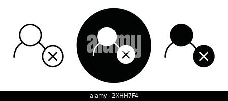 Account closed icon Black line art vector in black and white outline set collection sign Stock Vector