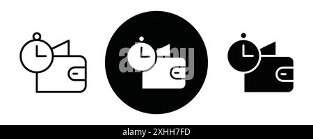 BNPL icon Black line art vector in black and white outline set collection sign Stock Vector