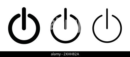 Button on off icon Black line art vector in black and white outline set collection sign Stock Vector