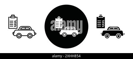 Car repair check list icon Black line art vector in black and white outline set collection sign Stock Vector