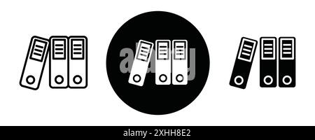 Binder icon Black line art vector in black and white outline set collection sign Stock Vector