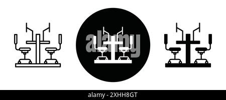 Cubicle icon Black line art vector in black and white outline set collection sign Stock Vector