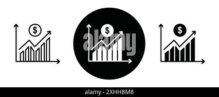 Business and finances icon Black line art vector in black and white outline set collection sign Stock Vector