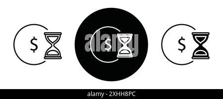 Deposit period icon Black line art vector in black and white outline set collection sign Stock Vector