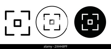 Camera focus frame icon Black line art vector in black and white outline set collection sign Stock Vector
