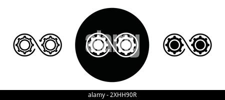 Continuous changes icon Black line art vector in black and white outline set collection sign Stock Vector