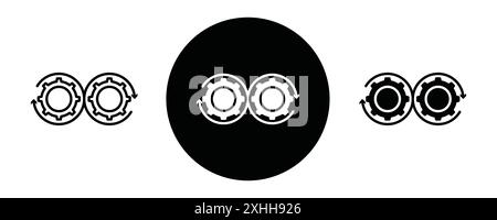 Dev ops icon Black line art vector in black and white outline set collection sign Stock Vector