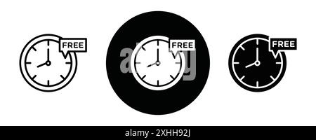 Free time icon Black line art vector in black and white outline set collection sign Stock Vector