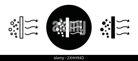 Filtration air icon Black line art vector in black and white outline set collection sign Stock Vector