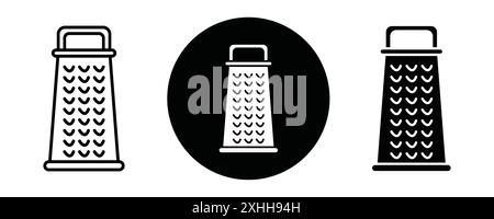 Grater icon Black line art vector in black and white outline set collection sign Stock Vector