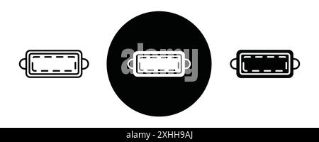 Food tray Black line art vector in black and white outline set collection sign Stock Vector