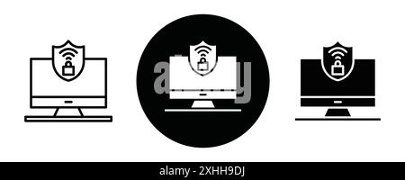 IOT security tools icon Black line art vector in black and white outline set collection sign Stock Vector