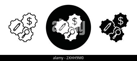Resource icon Black line art vector in black and white outline set collection sign Stock Vector