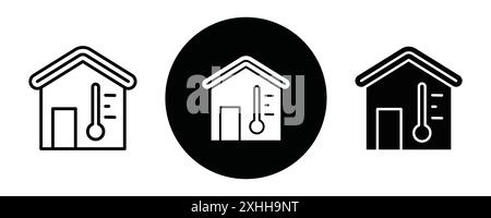 Home air humidity icon Black line art vector in black and white outline set collection sign Stock Vector