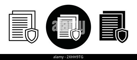 Legal protection icon Black line art vector in black and white outline set collection sign Stock Vector