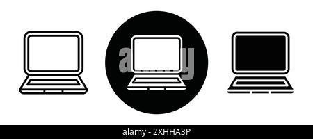 Laptop icon Black line art vector in black and white outline set collection sign Stock Vector