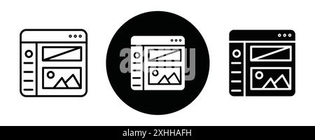 Wireframe icon Black line art vector in black and white outline set collection sign Stock Vector