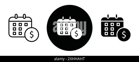 Payday icon Black line art vector in black and white outline set collection sign Stock Vector