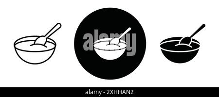 Porridge baby cereal icon Black line art vector in black and white outline set collection sign Stock Vector