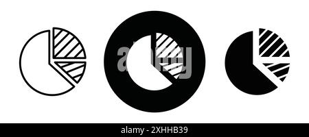 Market share icon Black line art vector in black and white outline set collection sign Stock Vector