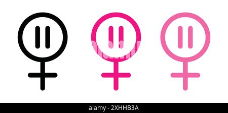 Menopause symbol Black line art vector in black and white outline set collection sign Stock Vector