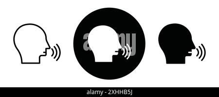 Pronunciation icon Black line art vector in black and white outline set collection sign Stock Vector
