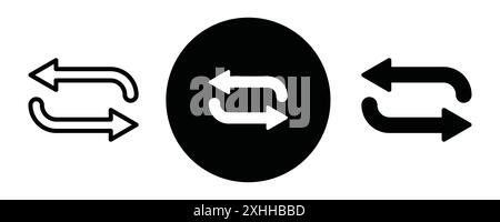 Repeat icon Black line art vector in black and white outline set collection sign Stock Vector