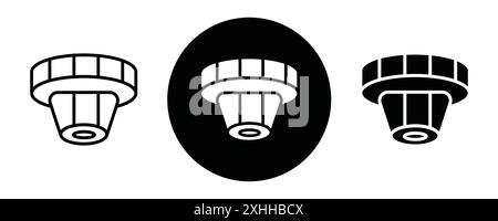 Smoke detector icon Black line art vector in black and white outline set collection sign Stock Vector
