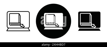 Online library icon Black line art vector in black and white outline set collection sign Stock Vector