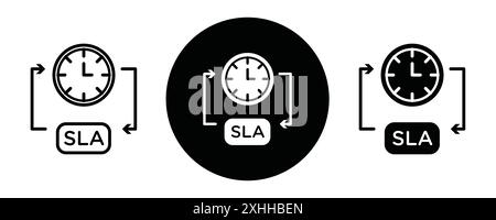SLA Icon Black line art vector in black and white outline set collection sign Stock Vector