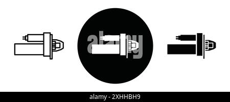 Starter icon Black line art vector in black and white outline set collection sign Stock Vector