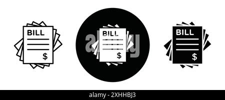 Stack of bills icon Black line art vector in black and white outline set collection sign Stock Vector