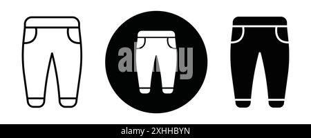 Yoga pants icon Black line art vector in black and white outline set collection sign Stock Vector