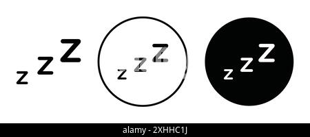 Zzz icon Black line art vector in black and white outline set collection sign Stock Vector