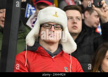 Moscow, Russia. 21st Mar, 2024. Fans of the Russian national team seen during the friendly match between Russia and Serbia at the VTB Arena stadium. Final score: regular time, Russia 4-0 Serbia. Credit: SOPA Images Limited/Alamy Live News Stock Photo