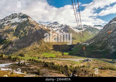 View from Diavolezza Cable Car Station, Upper Engadin, Switzerland Stock Photo