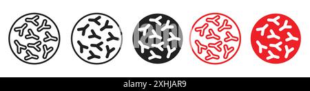 Bifidobacterium probiotics icon Black line art vector in black and white outline set collection sign Stock Vector