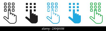 Code lock icon Black line art vector in black and white outline set collection sign Stock Vector