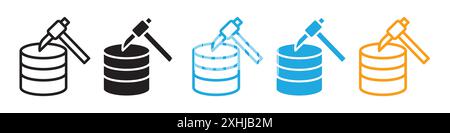 Data mining icon Black line art vector in black and white outline set collection sign Stock Vector